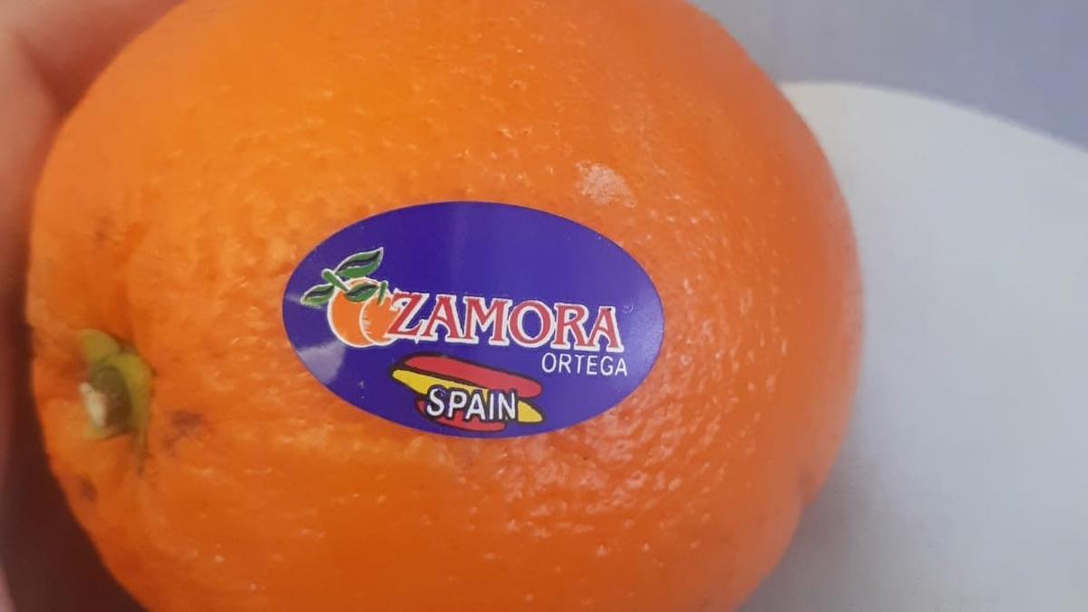 Naranja con etiqueta Zamora