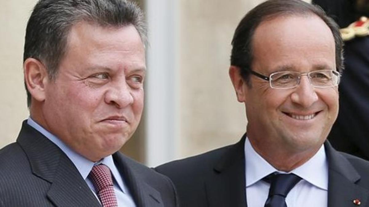 El rey Abdalá de Jordania y François Hollande, hoy en París.