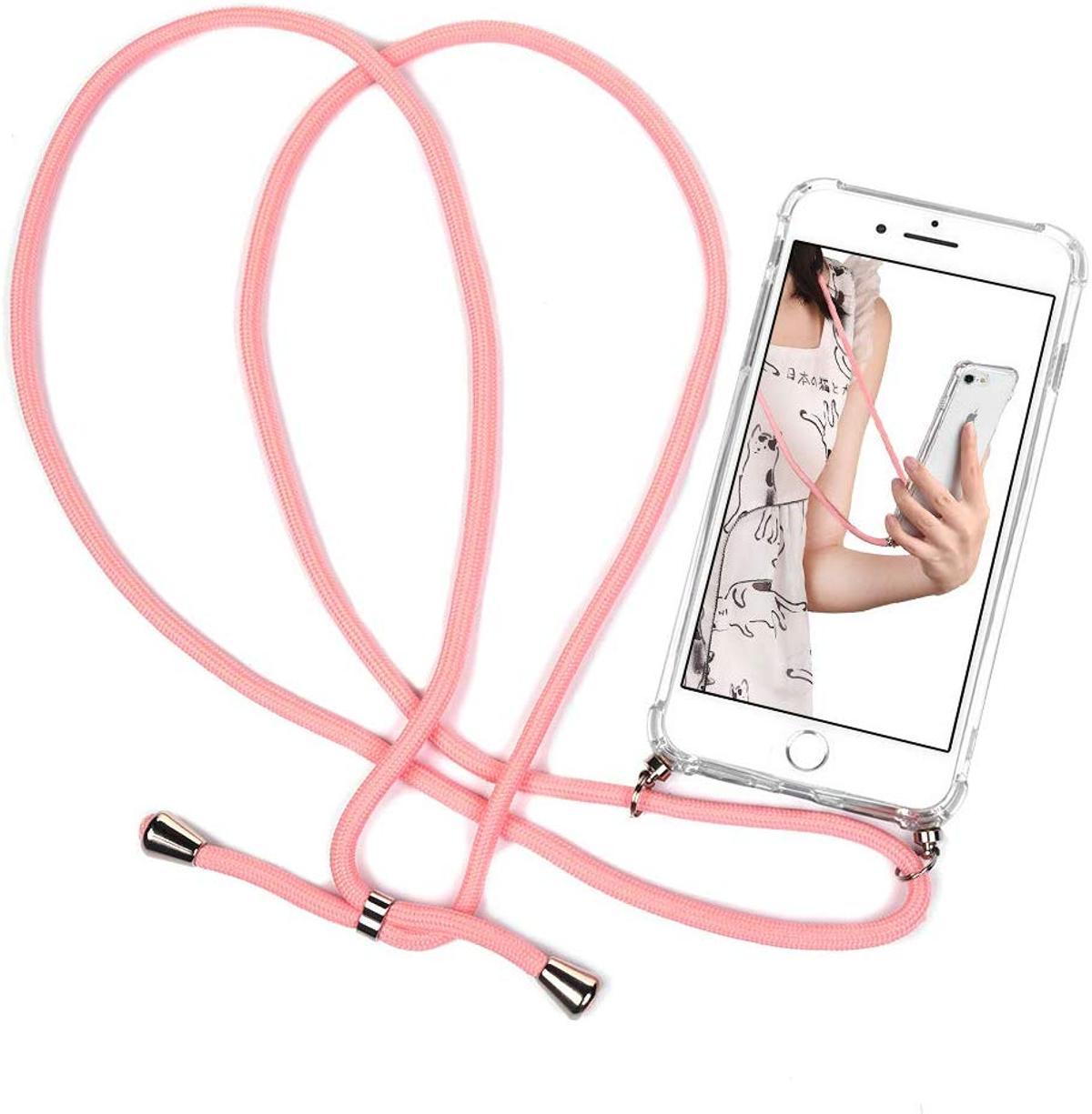 Carcasa móvil con cuerda en color rosa para iPhone 7 y 8