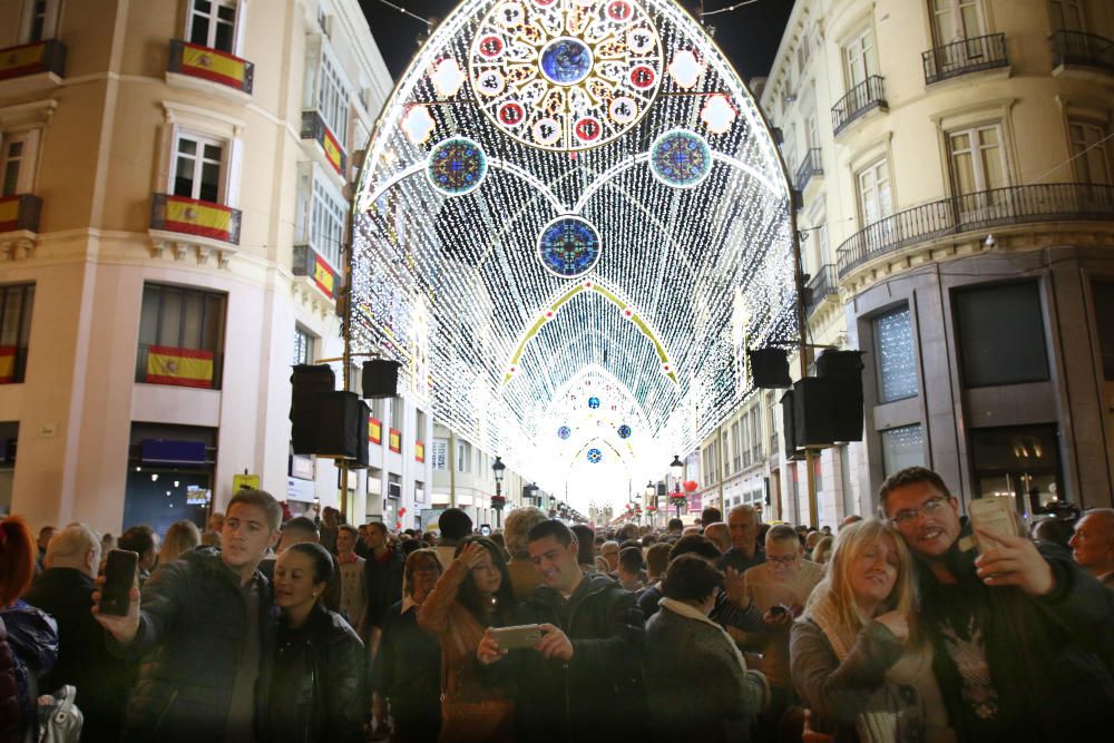 Lleno en el centro de Málaga para ver el alumbrado navideño