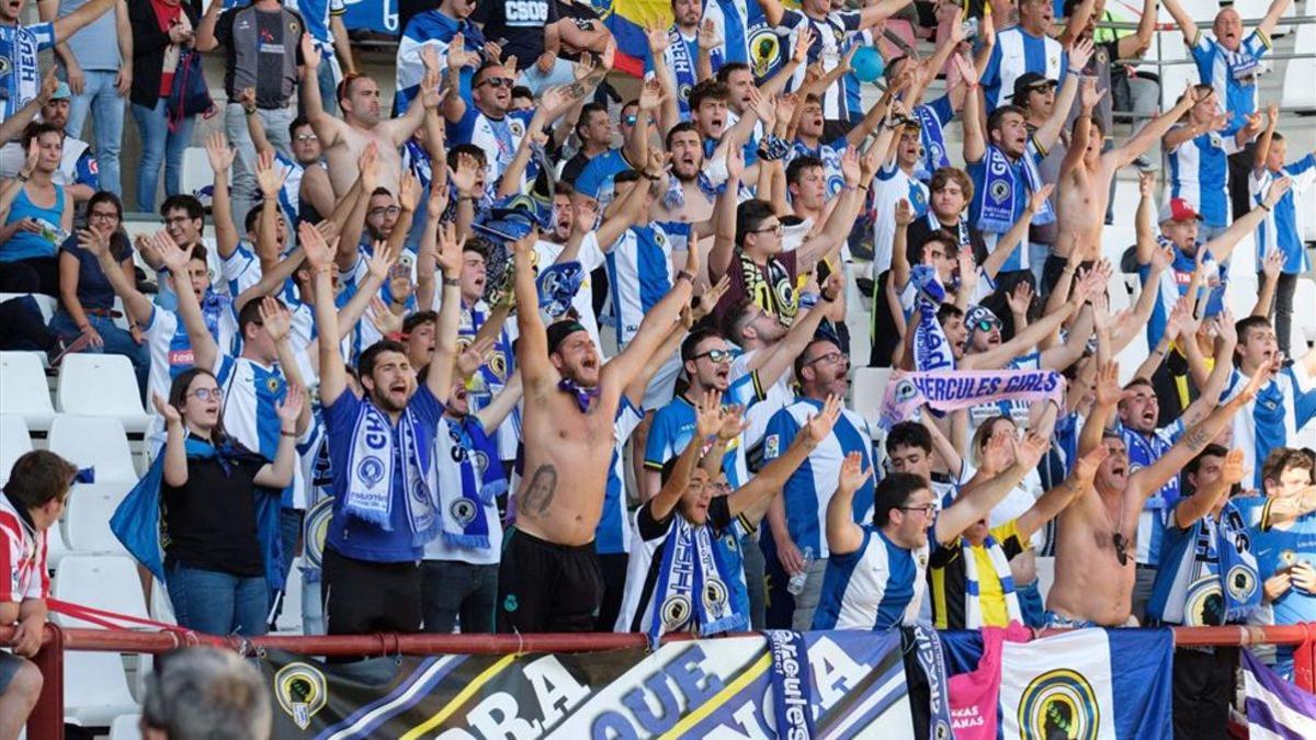 La afición del Hércules, durante un encuentro