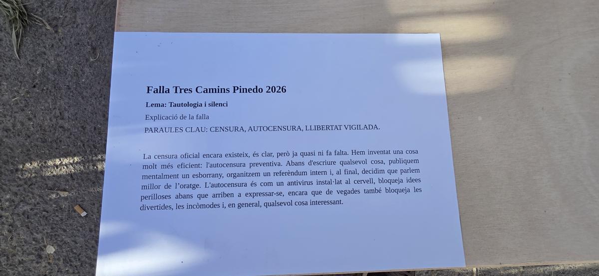 La genialidad de la falla Tres Camins-Pinedo La genialidad de la falla Tres Camins-Pinedo