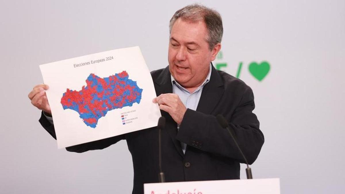El secretario general del PSOE en Andalucía, Juan Espadas, defiende los resultados del 9J.