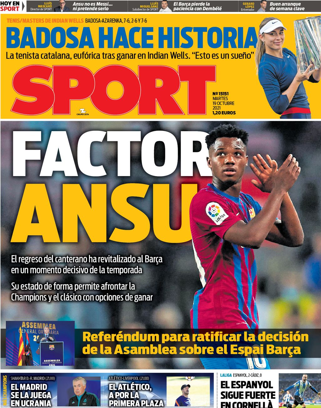 Esta es la portada del SPORT