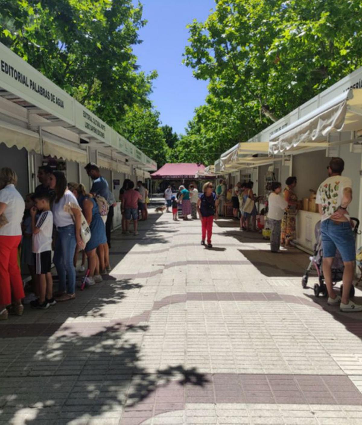 Visitantes a la feria en la mañana de ayer, durante la lectura en alto. | E. P.