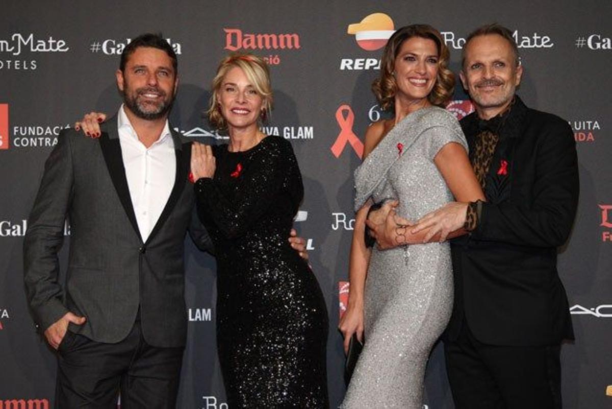 David Ascanio, Belén Rueda, Laura Sánchez y Miguel Bosé, en la gala la Lucha contra el SIDA 2015.