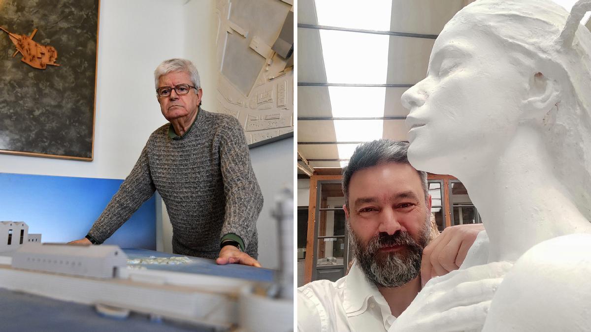 El arquitecto César Portela y su hijo, el escultor Sergio Portela.