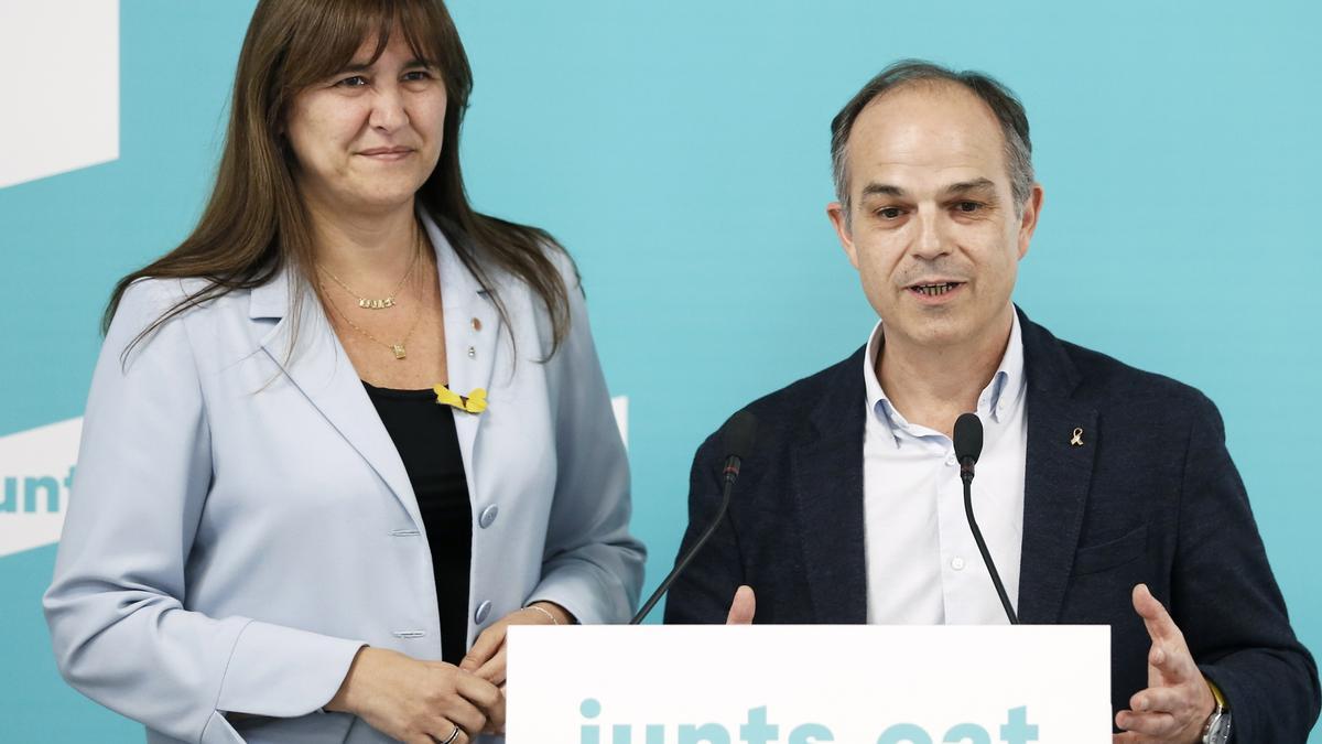 La presidenta de Junts, Laura Borràs, y el secretario general del partido, Jordi Turull.