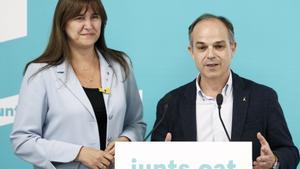 La presidenta de Junts, Laura Borràs, y el secretario general del partido, Jordi Turull.