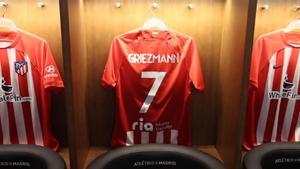 La camiseta de Antoine Griezmann con la que el Atlético anunció su regreso al dorsal ’7’.
