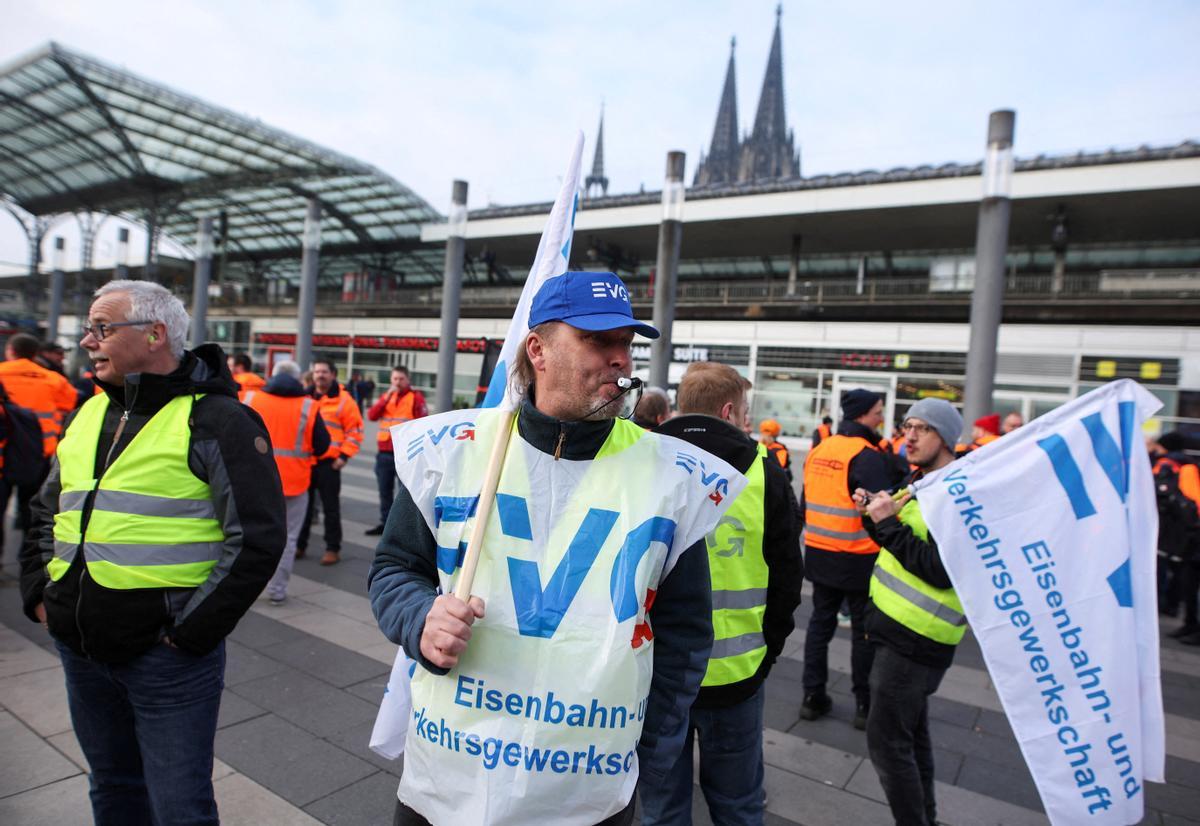 Huelga de los trabajadores del ferrocarril en Alemania. Colonia