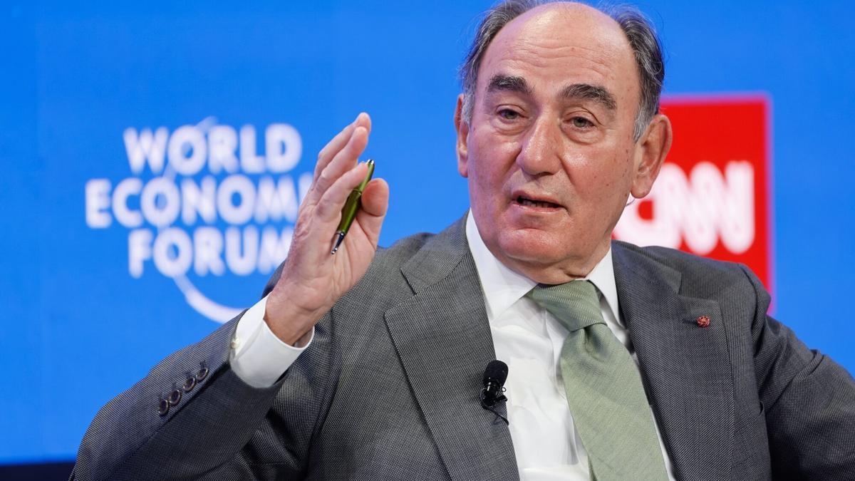 Sánchez Galán, durante su intervención en Davos, hoy.