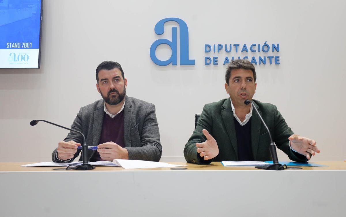 Jose Mancebo y Carlos Mazón presentando la participación de la Diputación