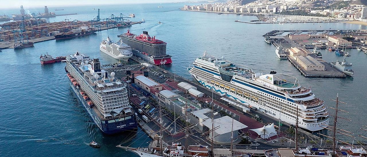 Diferentes cruceros atracados en el Puerto de Las Palmas.