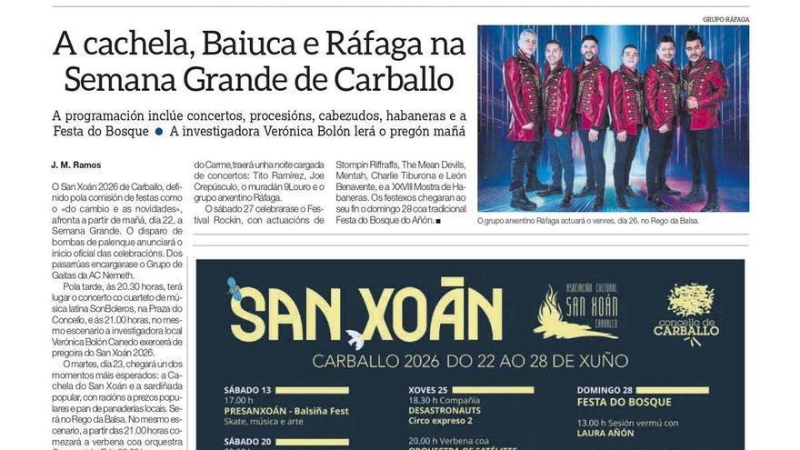 Carballo. Festas de San Xoán 2026