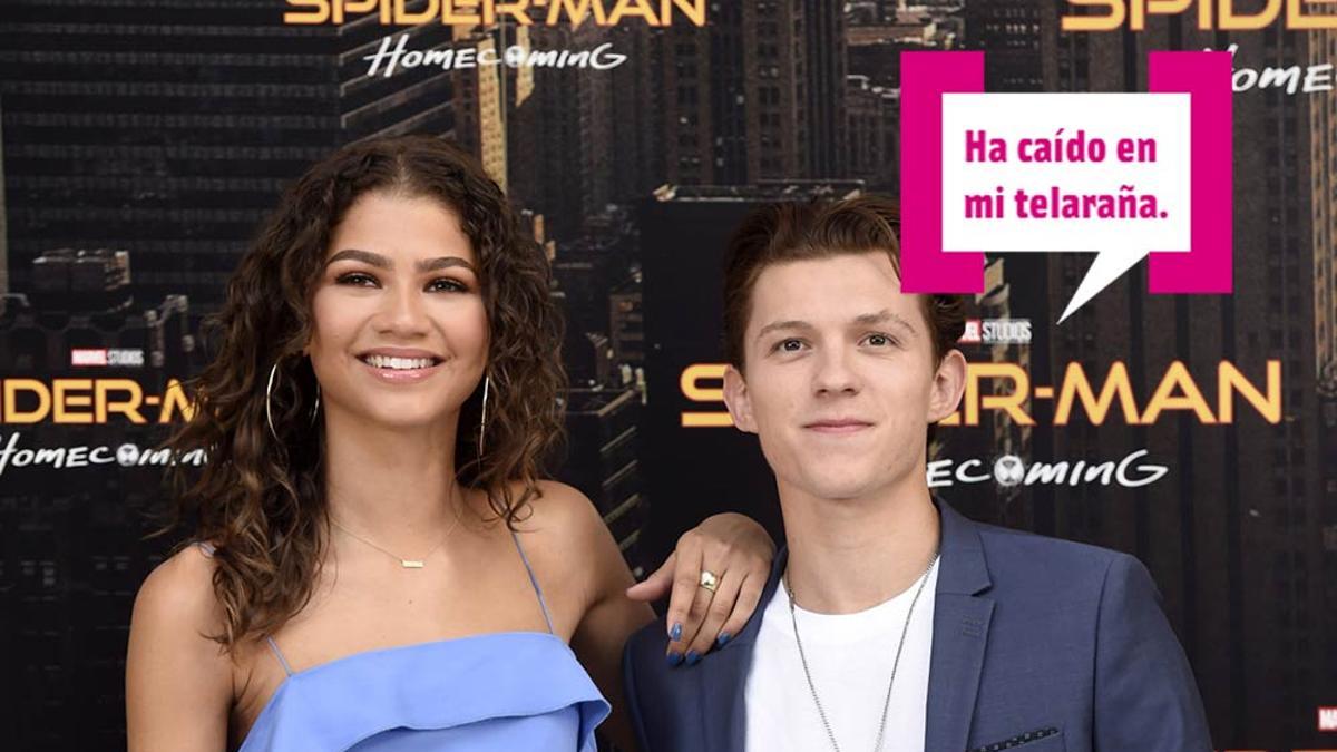 Zendaya y Tom Holland en un photocall