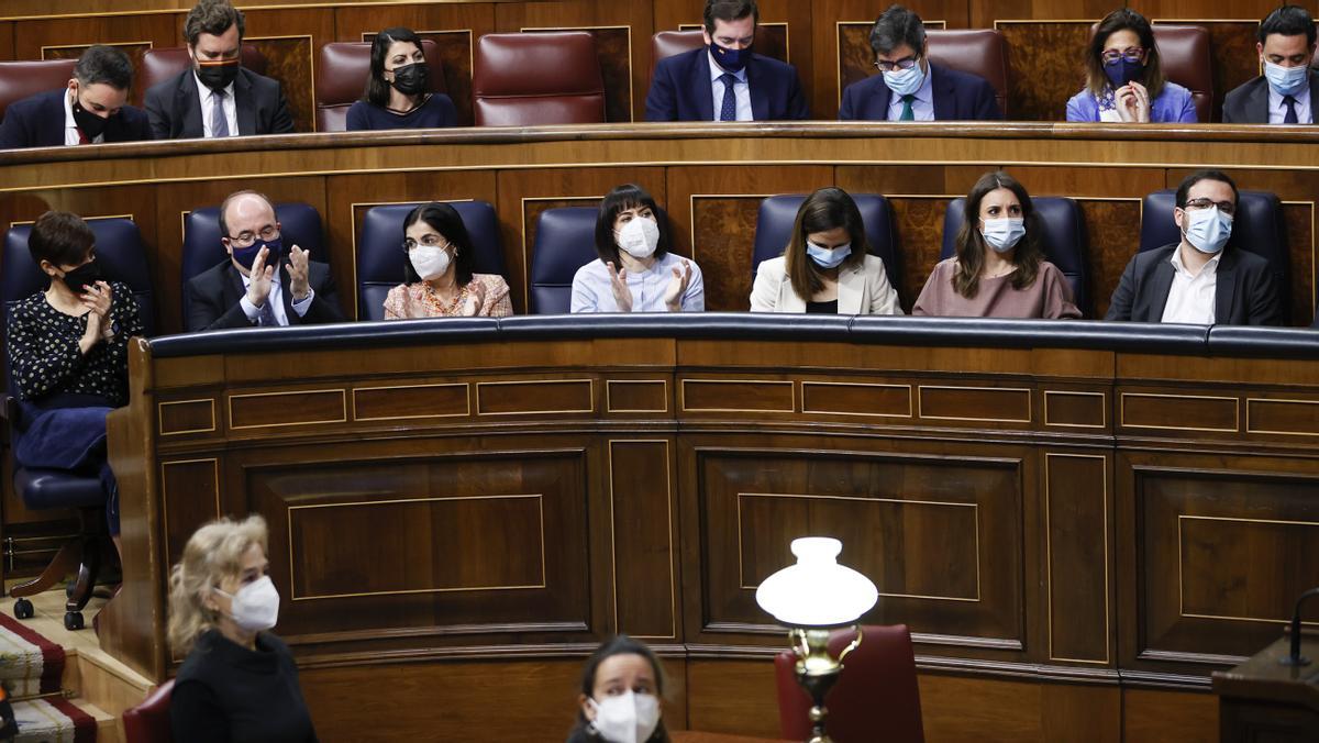 Bancada del Gobierno en el Congreso de los Diputados, a 30 de marzo de 2022.