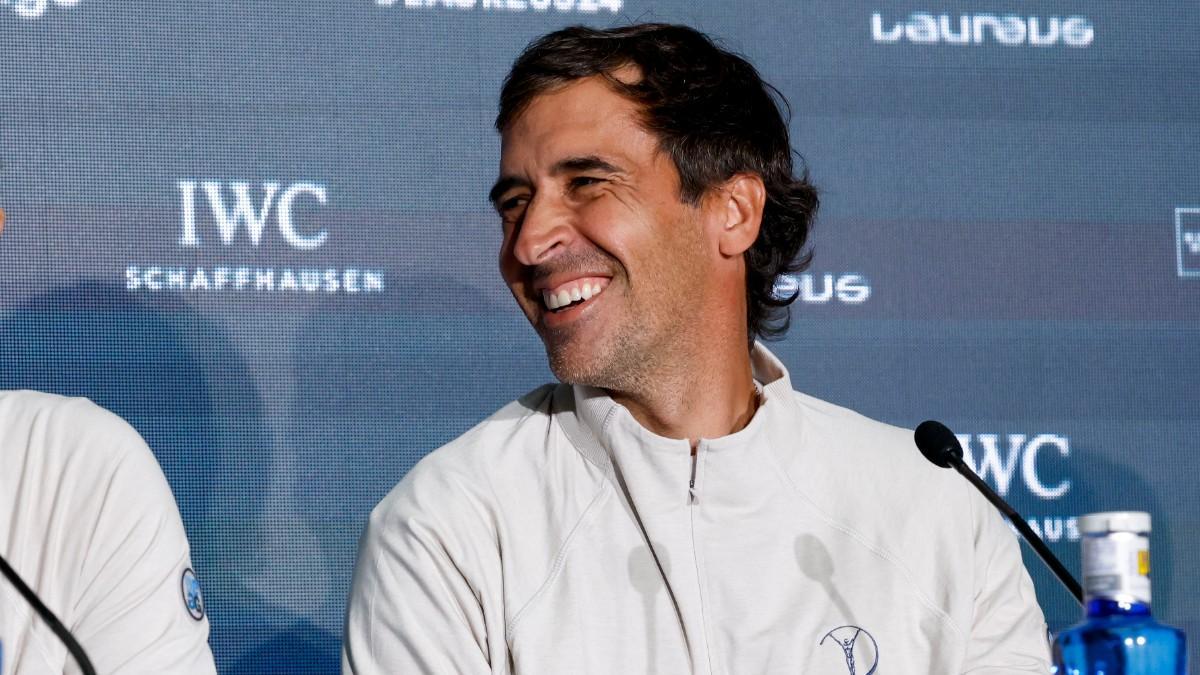 Raúl, durante la rueda de prensa de los Laureus