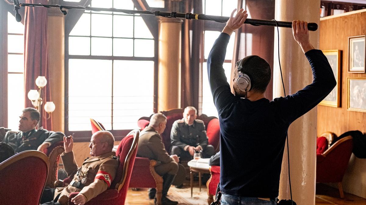 Un momento del rodaje de la película.