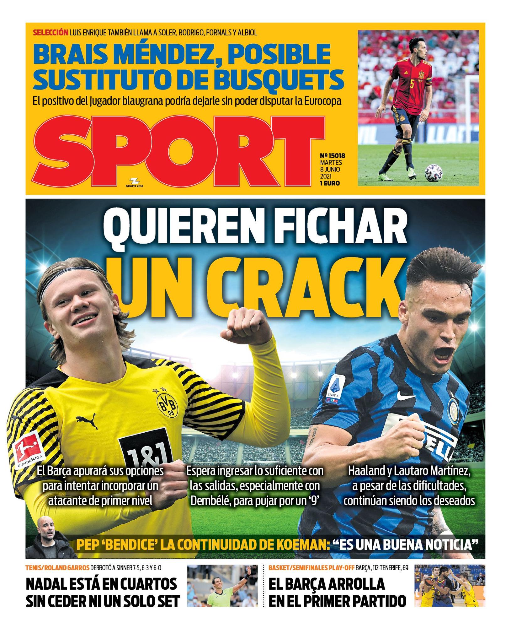 Esta es la portada de SPORT