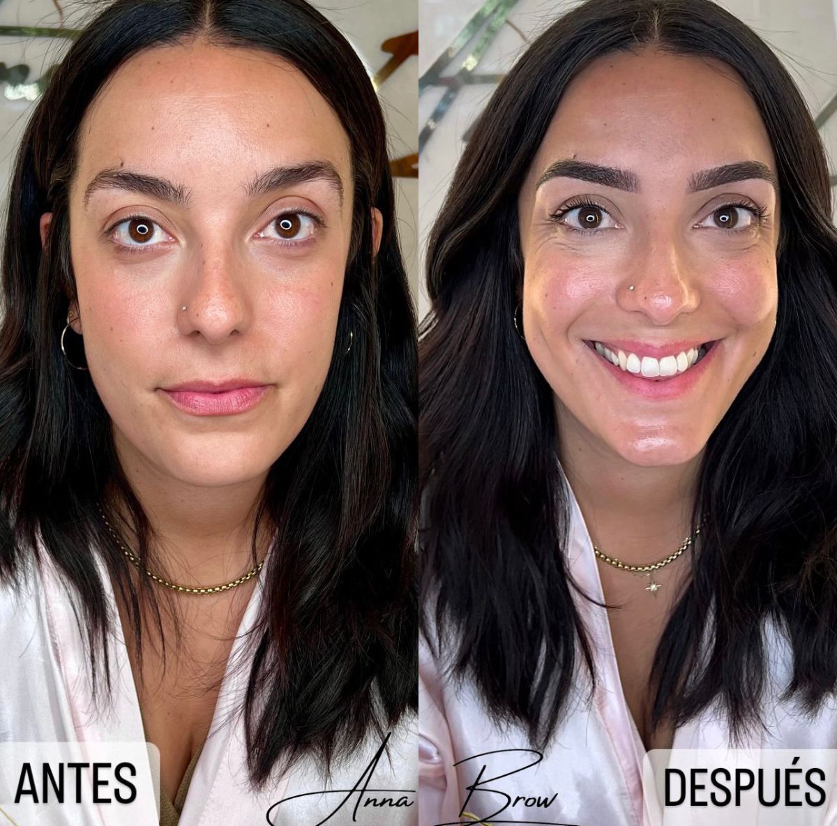 Antes y después de la micropigmentación de cejas