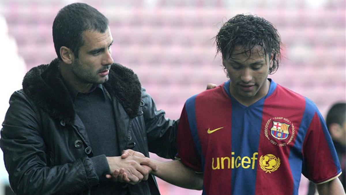 Jeffren con Guardiola en 2008