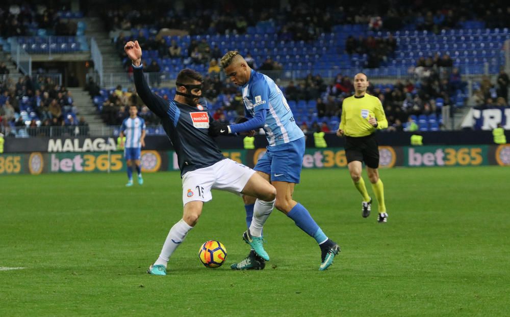 El conjunto blanquiazul comienza el año 2018 perdiendo en La Rosaleda ante el conjunto españolista con un solitario tanto de Sergi Darder al poco de iniciarse el encuentro