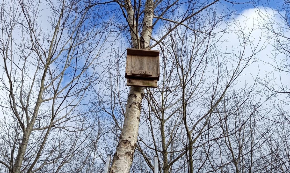 Una de las cajas-refugio instalada en Lobeira.