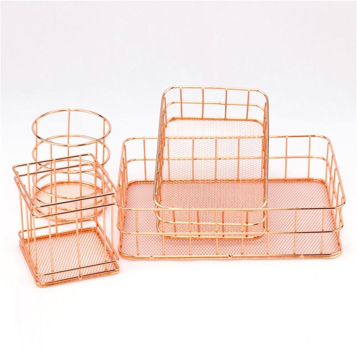 Set de cestas organizadoras en oro rosa (Precio: 4,56 euros)