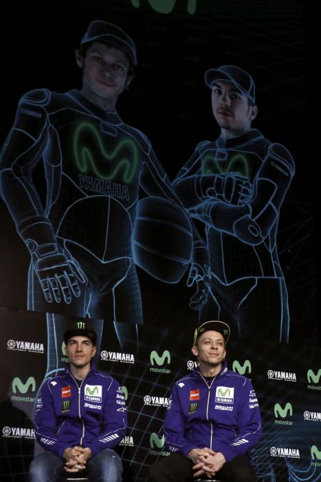 Presentació del Movistar Yamaha MotoGP Team amb el gironí Maverick Viñales i Valentino Rossi