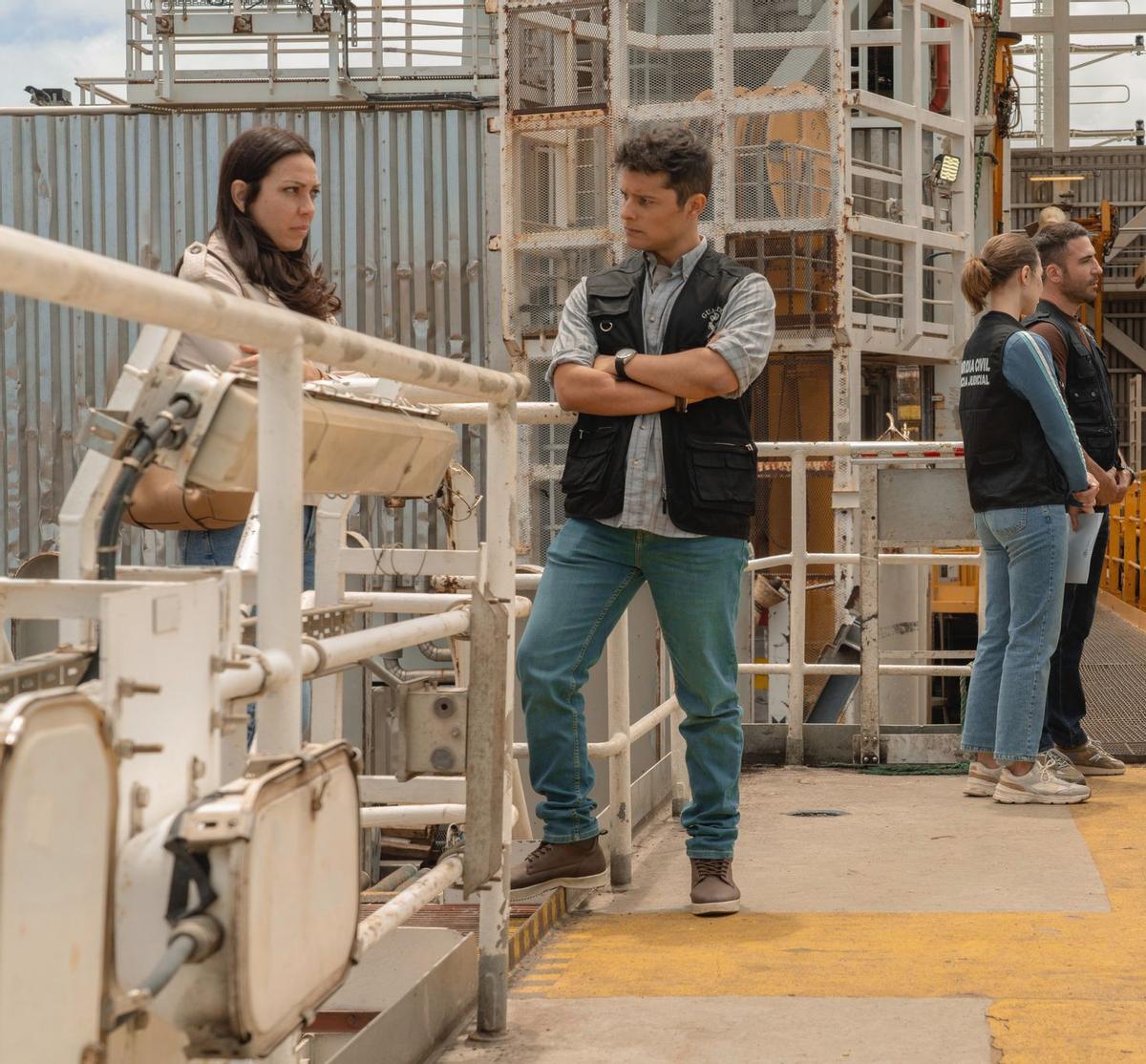 Saulo Trujillo, en primer término, en un momento del rodaje de Weiss & Morales.