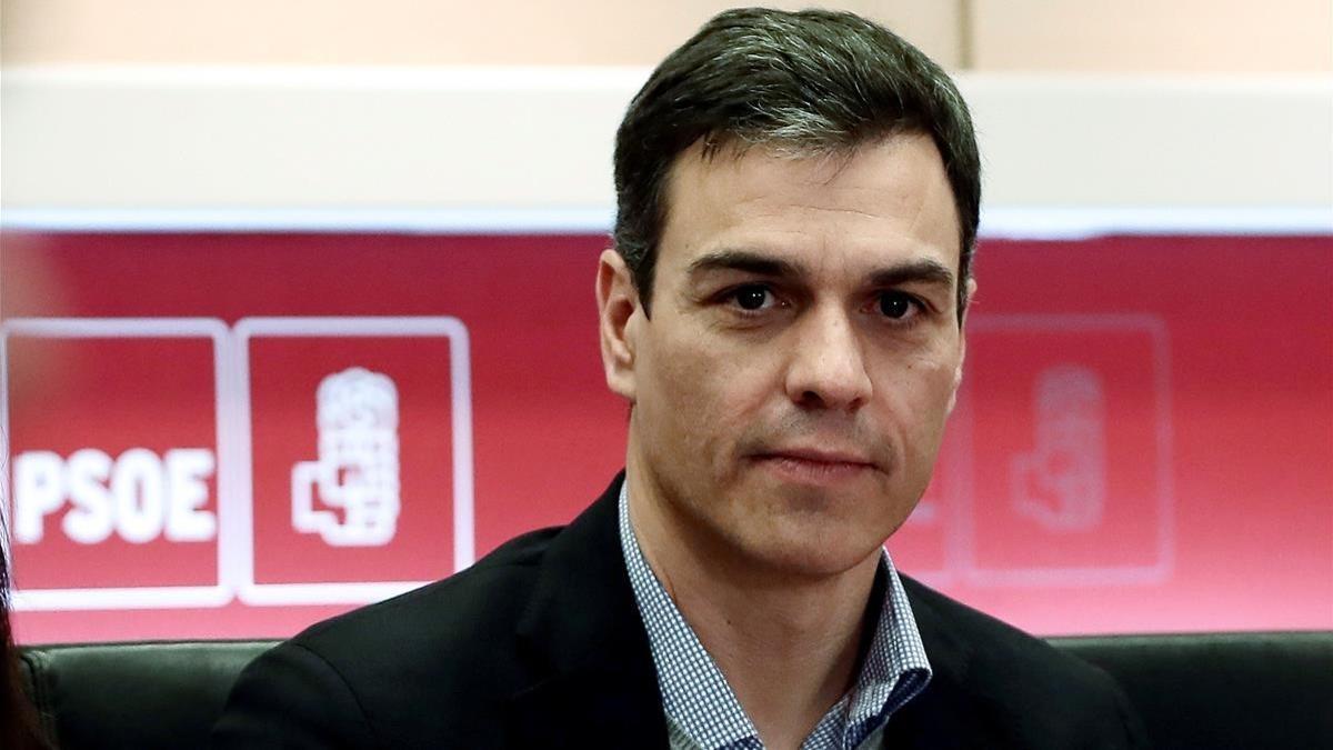 El secretario general del PSOE, Pedro Sánchez, en una reunión del partido.