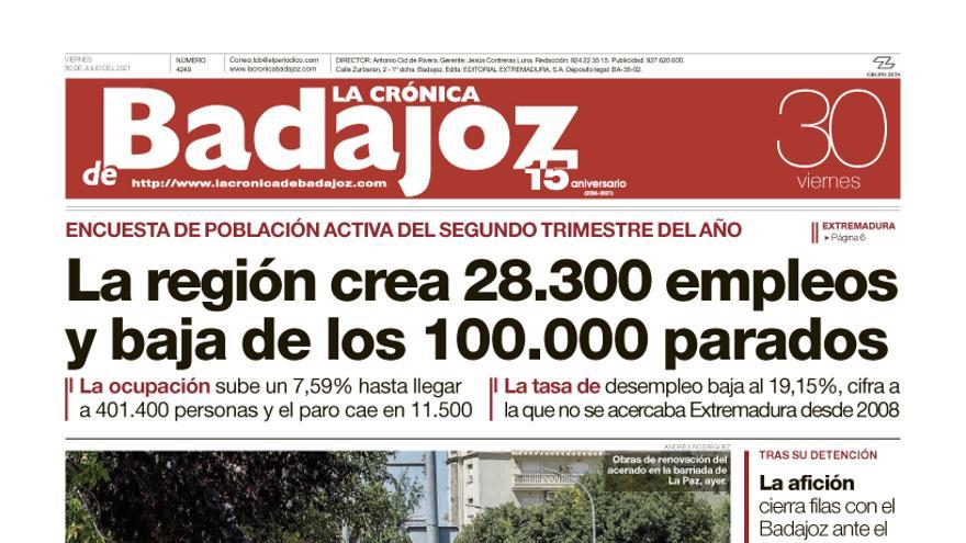 Consulta la portada correspondiente al día 30 de julio del 2021