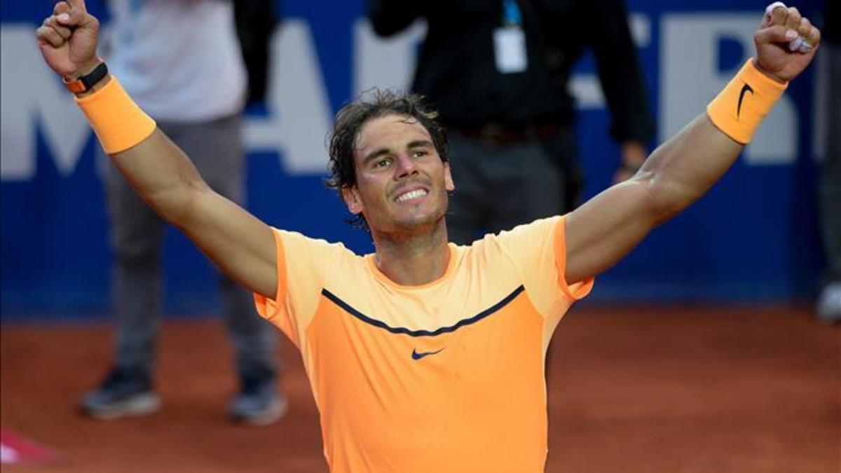 Rafa Nadal celebra su victoria en Barcelona