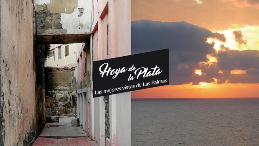 El estado ruinoso se contrapone a las vistas del barrio acompañado de un eslogan irónico, en la muestra &#039;La Hoya Horizontal&#039; .