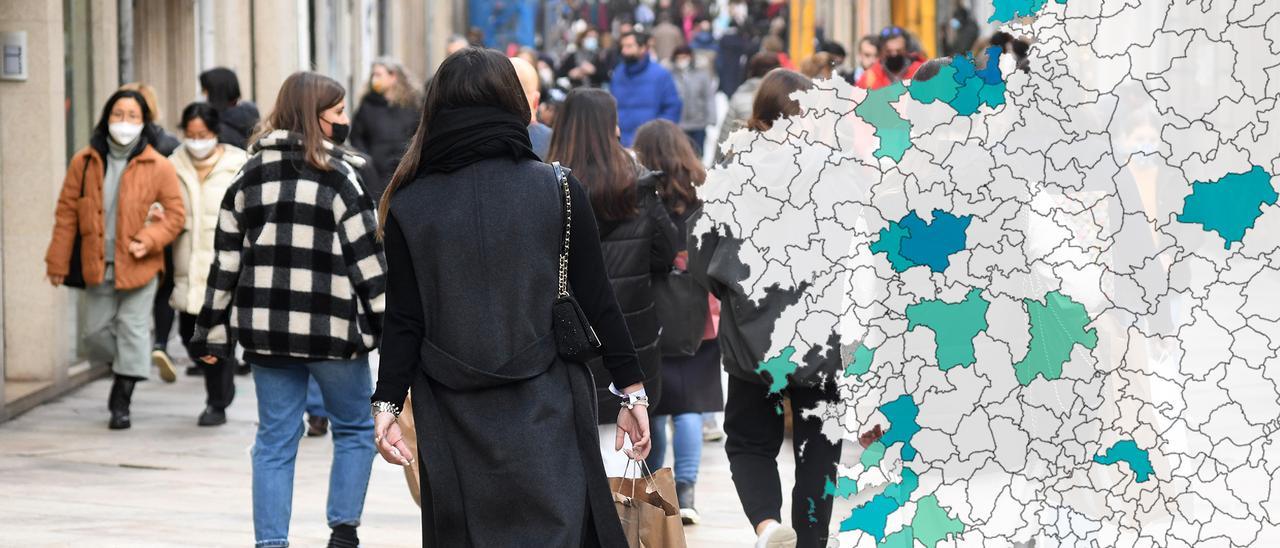 Imagen de fondo: gente paseando por la calle Real, en A Coruña