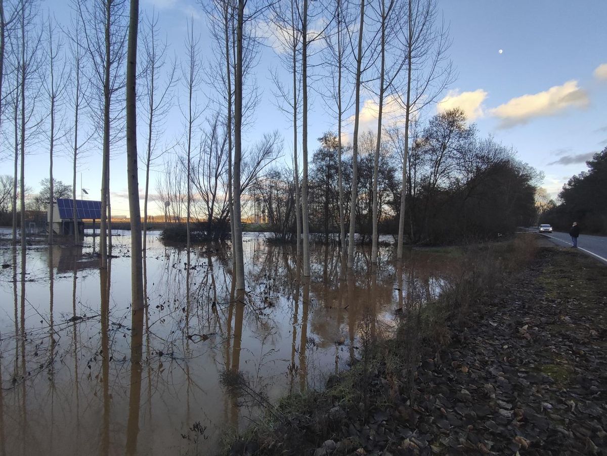 Estación de aforo de la CHD en el río Eria entre Morales del Rey y Manganeses de la Polvorosa.