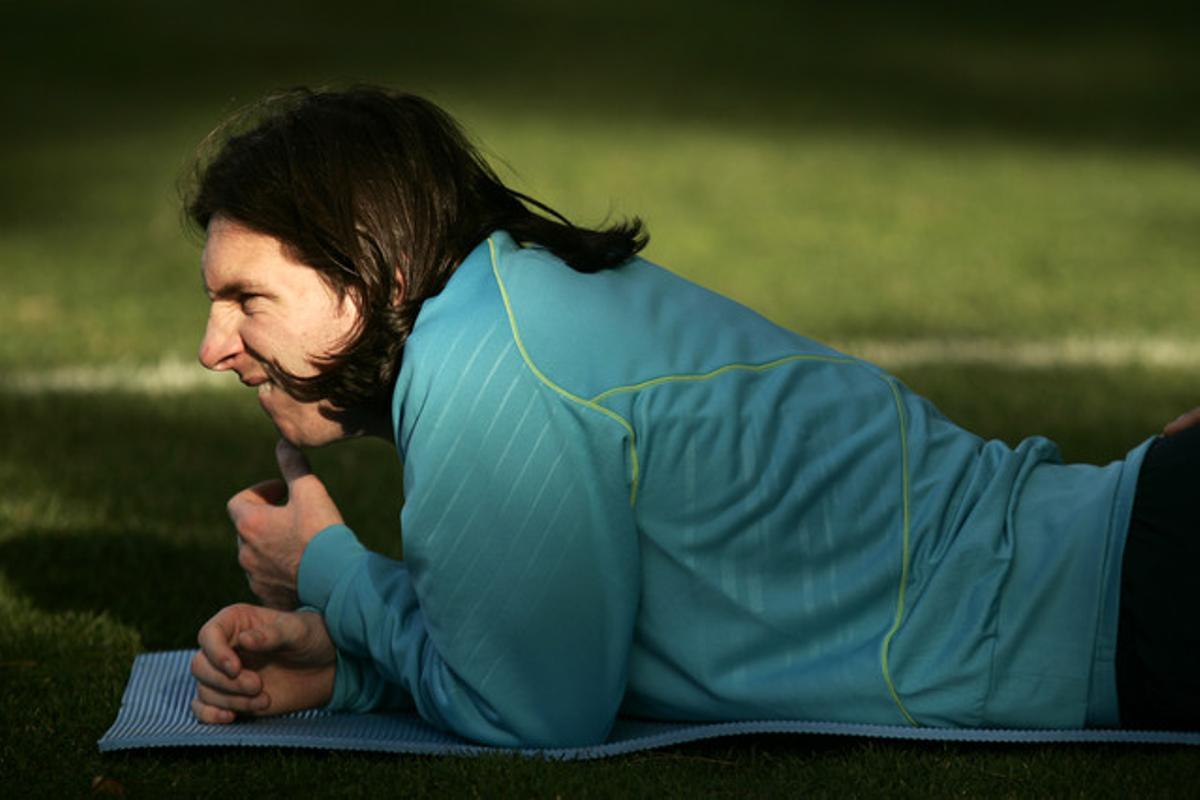 Messi, amb el seu pla d’entrenament en solitari, el 2007.