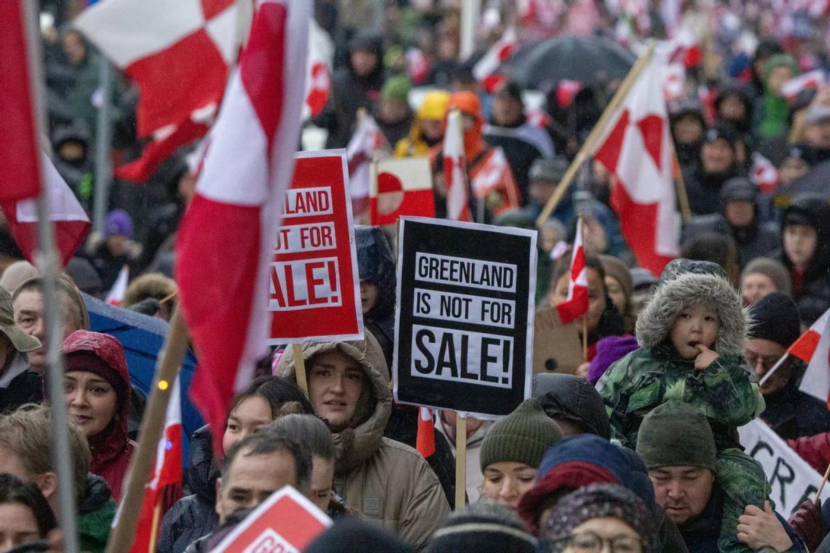 Protesta celebrada en Nuuk, capital de Groenlandia, contra Estados Unidos.