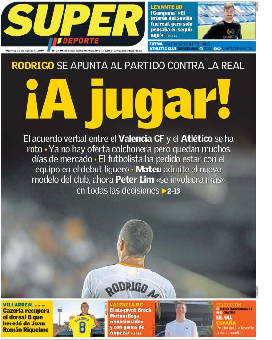 Portada SUPERDEPORTE viernes 16 de agosto de 2019