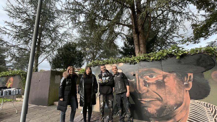 Bob Marley, Michael Jackson, Amy Winehouse y Sabina, protagonistas del nuevo mural de Pola de Siero