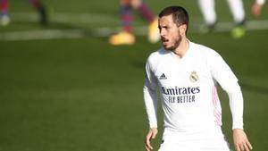 Hazard, en el duelo del Madrid contra el Levante en Valdebebas.