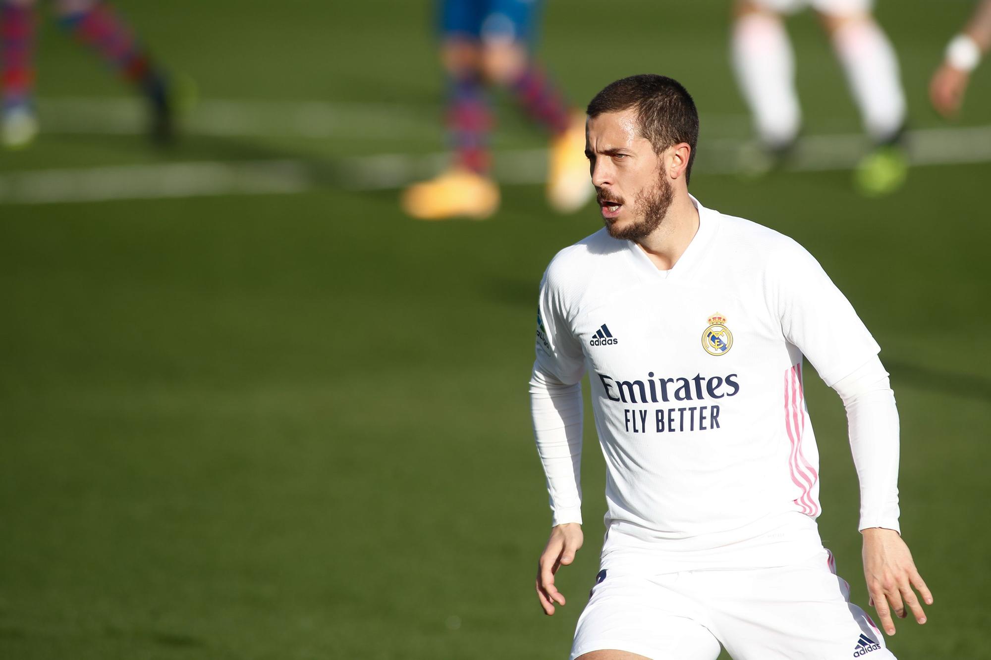 Hazard, en el duelo del Madrid contra el Levante en Valdebebas.