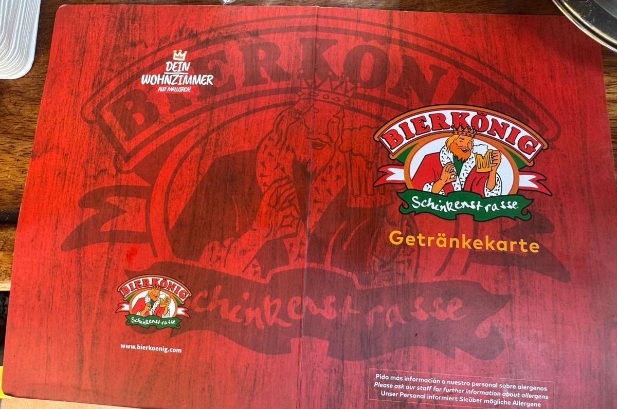 Extracto de la carta de bebidas actual del Bierkönig.