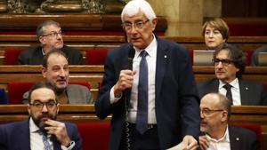El ’conseller’ de Salut catalán, Manel Balcells, en una intervención en el Parlament.