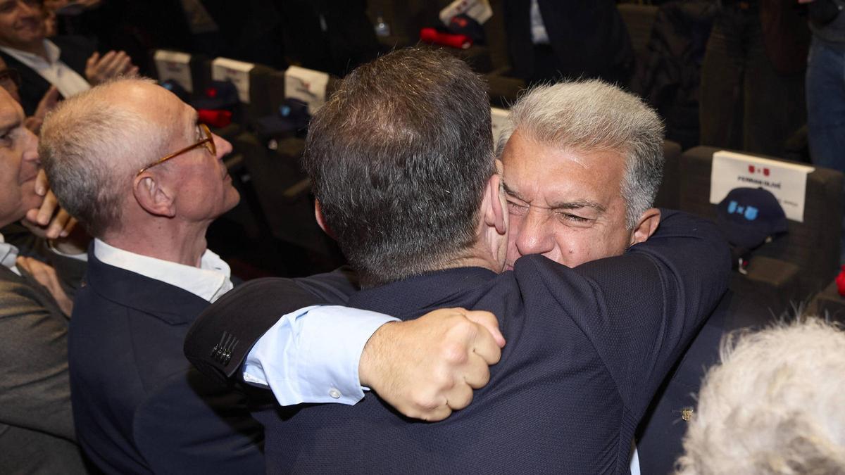 Joan Laporta, durante el acto de final de campaña en La Pedrera.