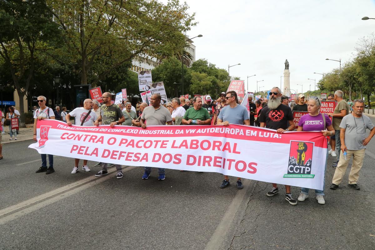 Protesta de los trabajadores de Volkswagen Autoeuropa, de Portugal