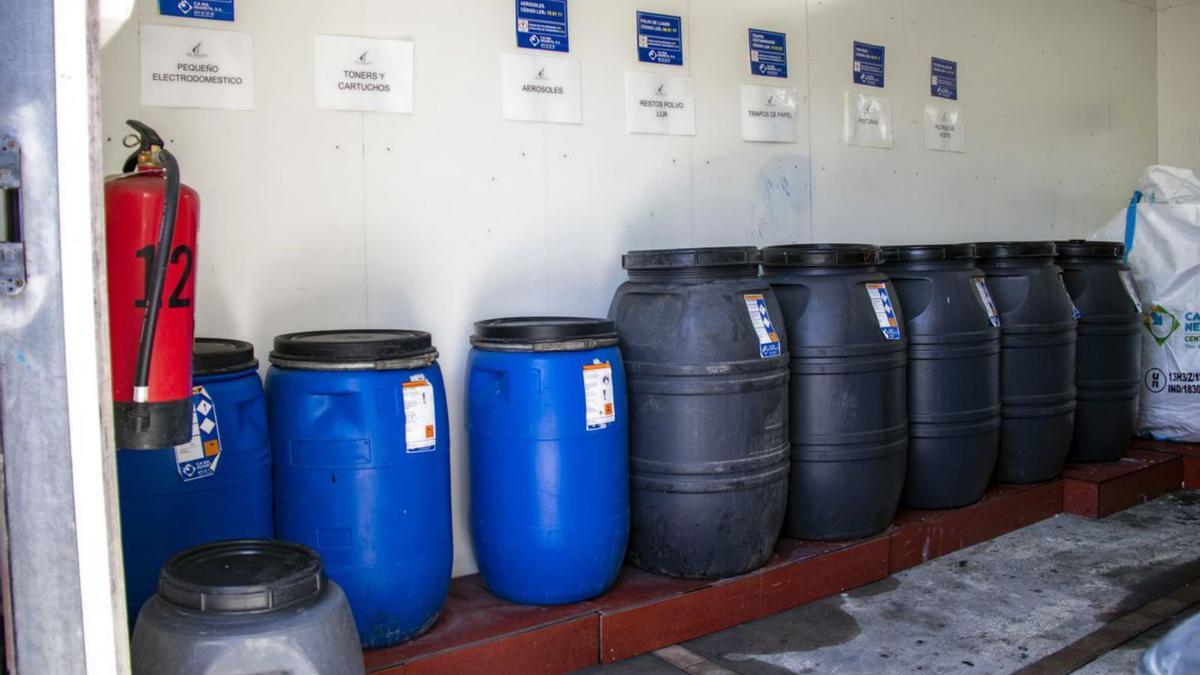 Cuarto de desecho de residuos peligrosos y contaminantes.