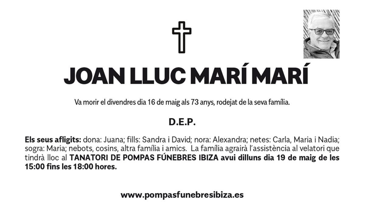Esquela Joan Lluc Marí Marí