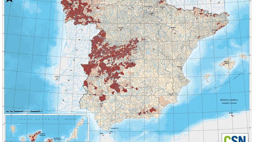 Mapa de gas radón en España
